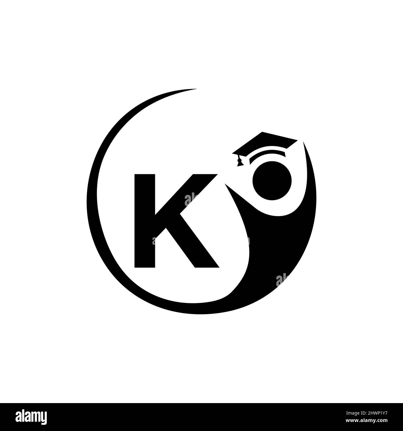 Letter K Education Logo Template. Education Logo On K Letter, Initial Education Hat Concept Template Stock Vector