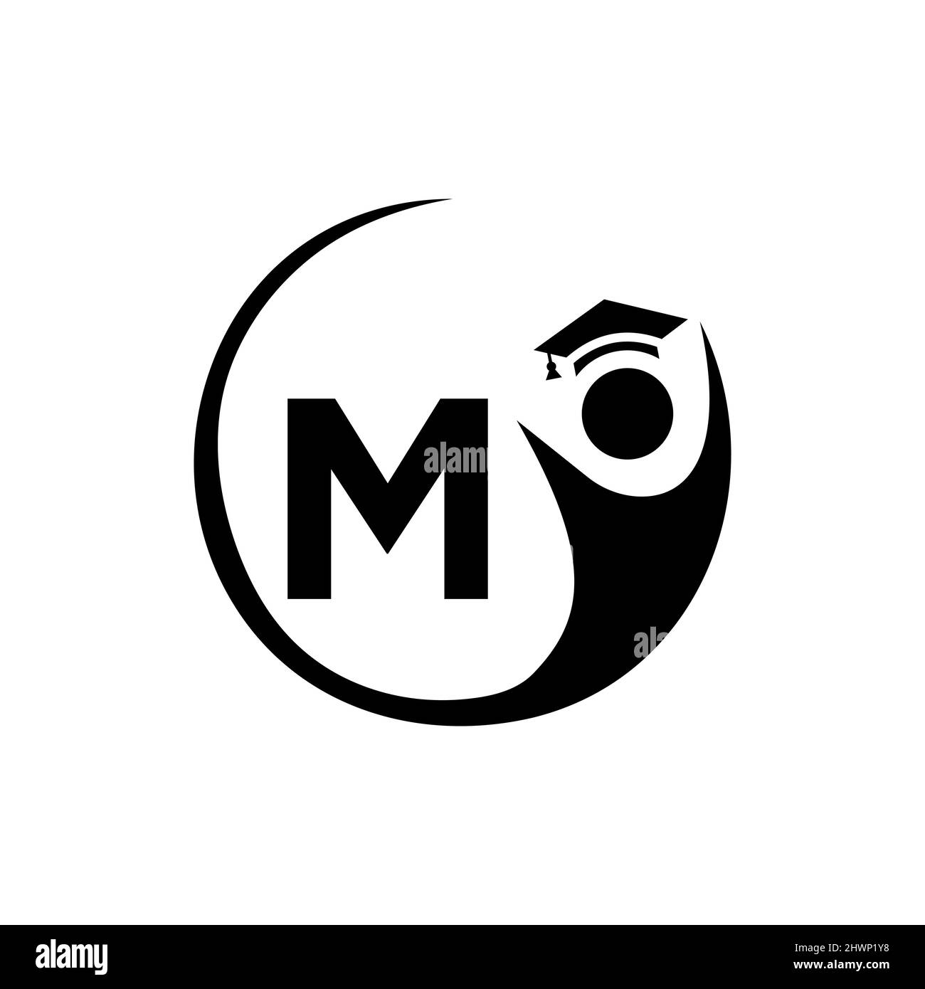Letter M Education Logo Template. Education Logo On M Letter, Initial Education Hat Concept Template Stock Vector
