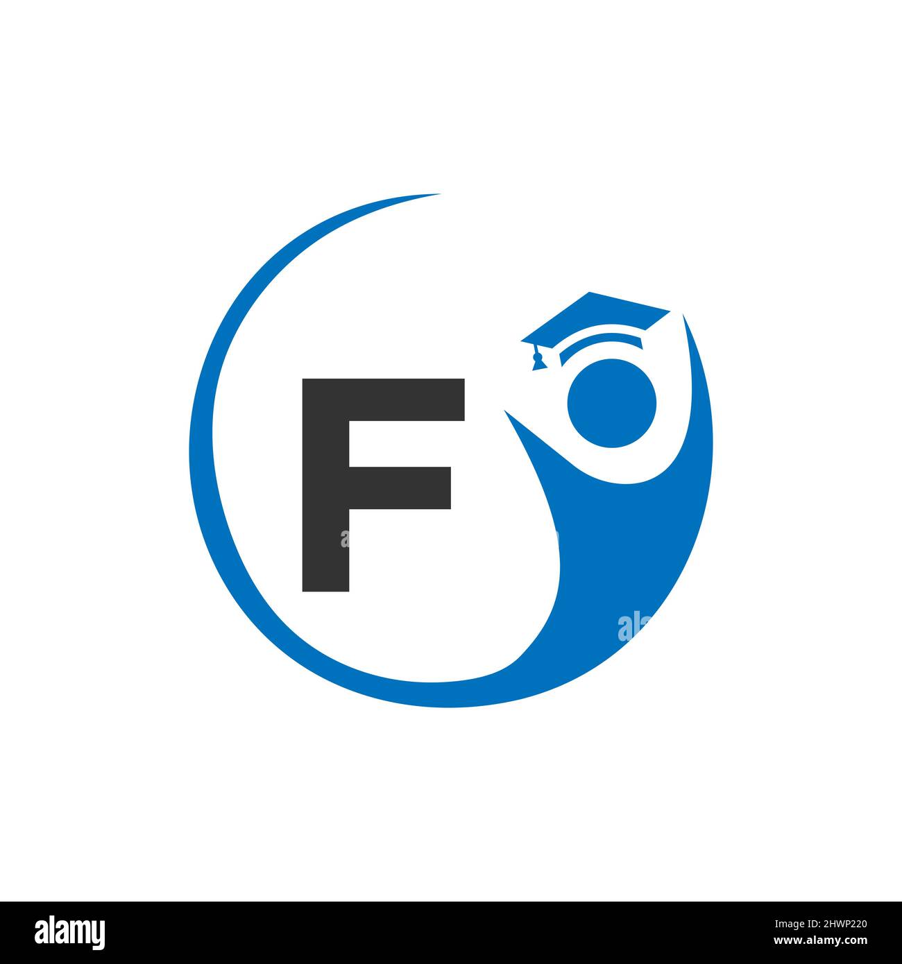 Letter F Education Logo Template. Education Logo On F Letter, Initial Education Hat Concept Template Stock Vector