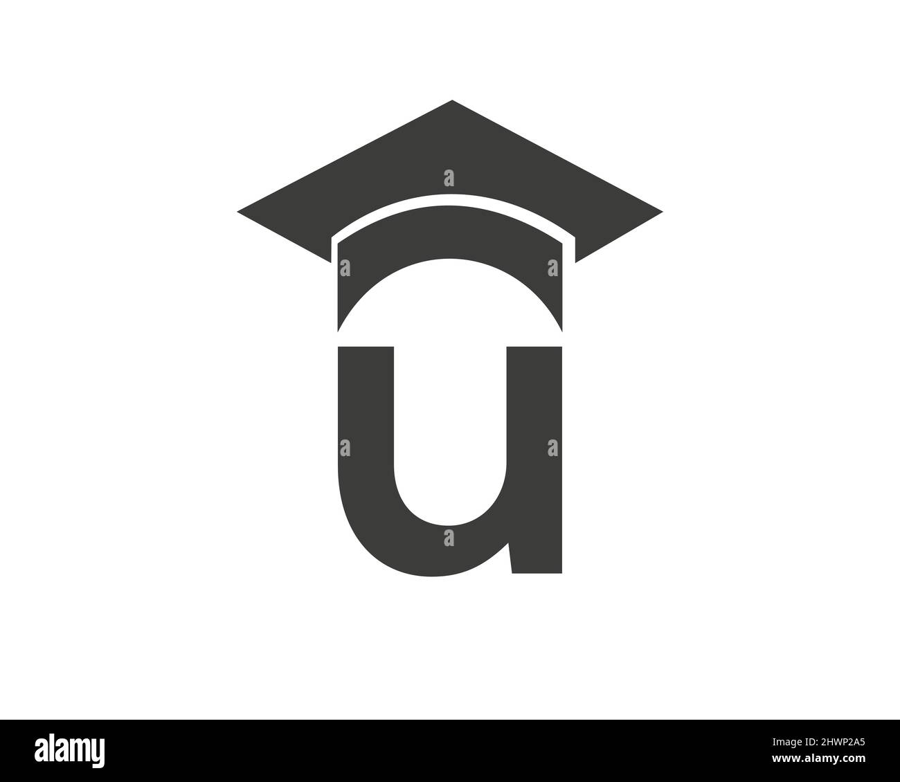 Letter U Education Logo Template. Education Logo On U Letter, Initial Education Hat Concept Template Stock Vector