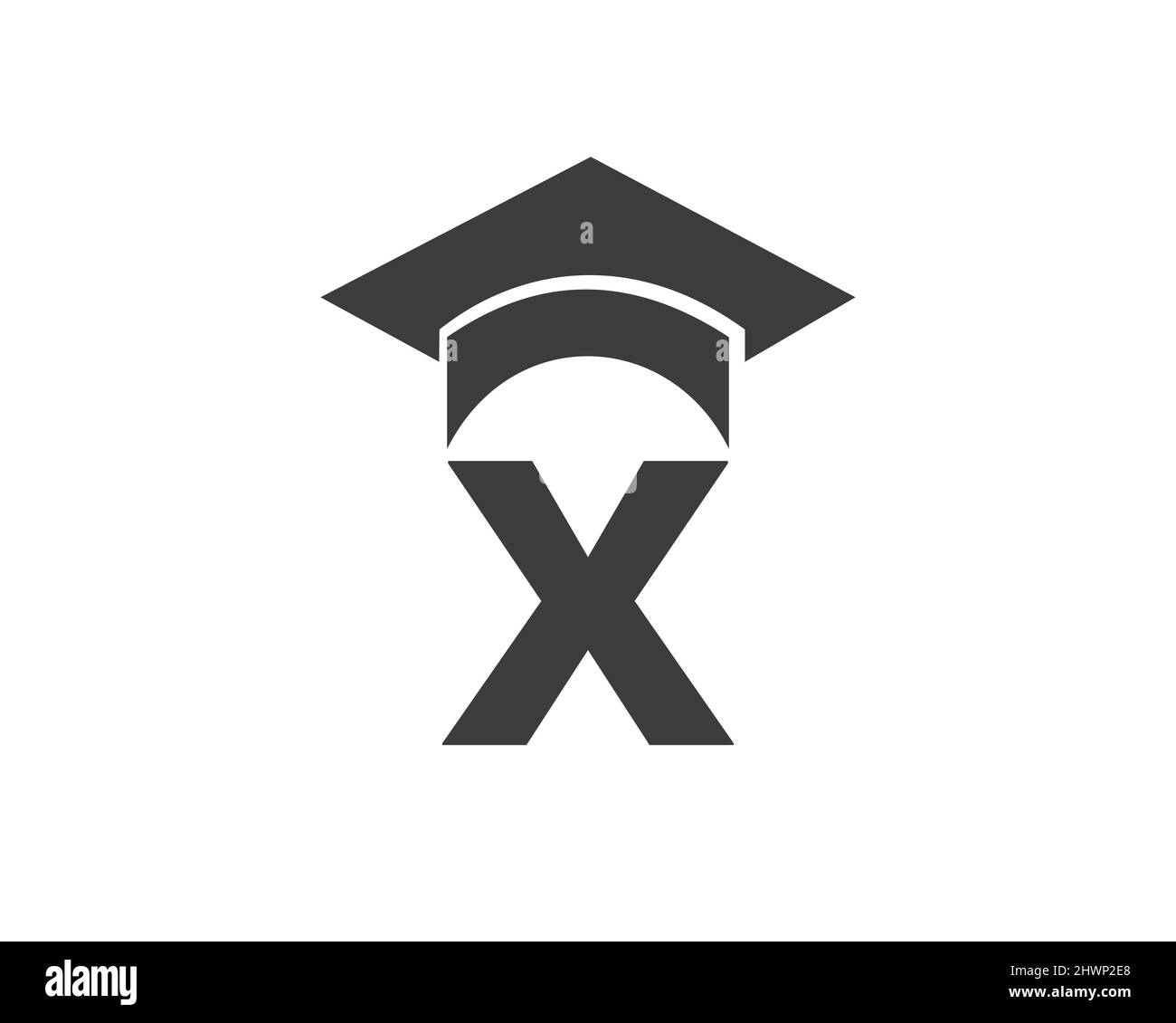 Letter X Education Logo Template. Education Logo On X Letter, Initial Education Hat Concept Template Stock Vector