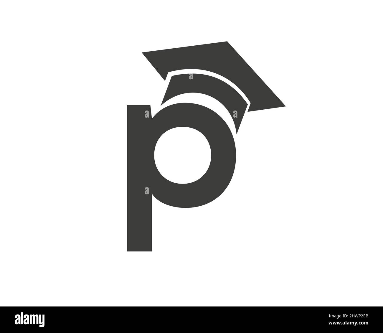 Letter P Education Logo Template. Education Logo On P Letter, Initial Education Hat Concept Template Stock Vector