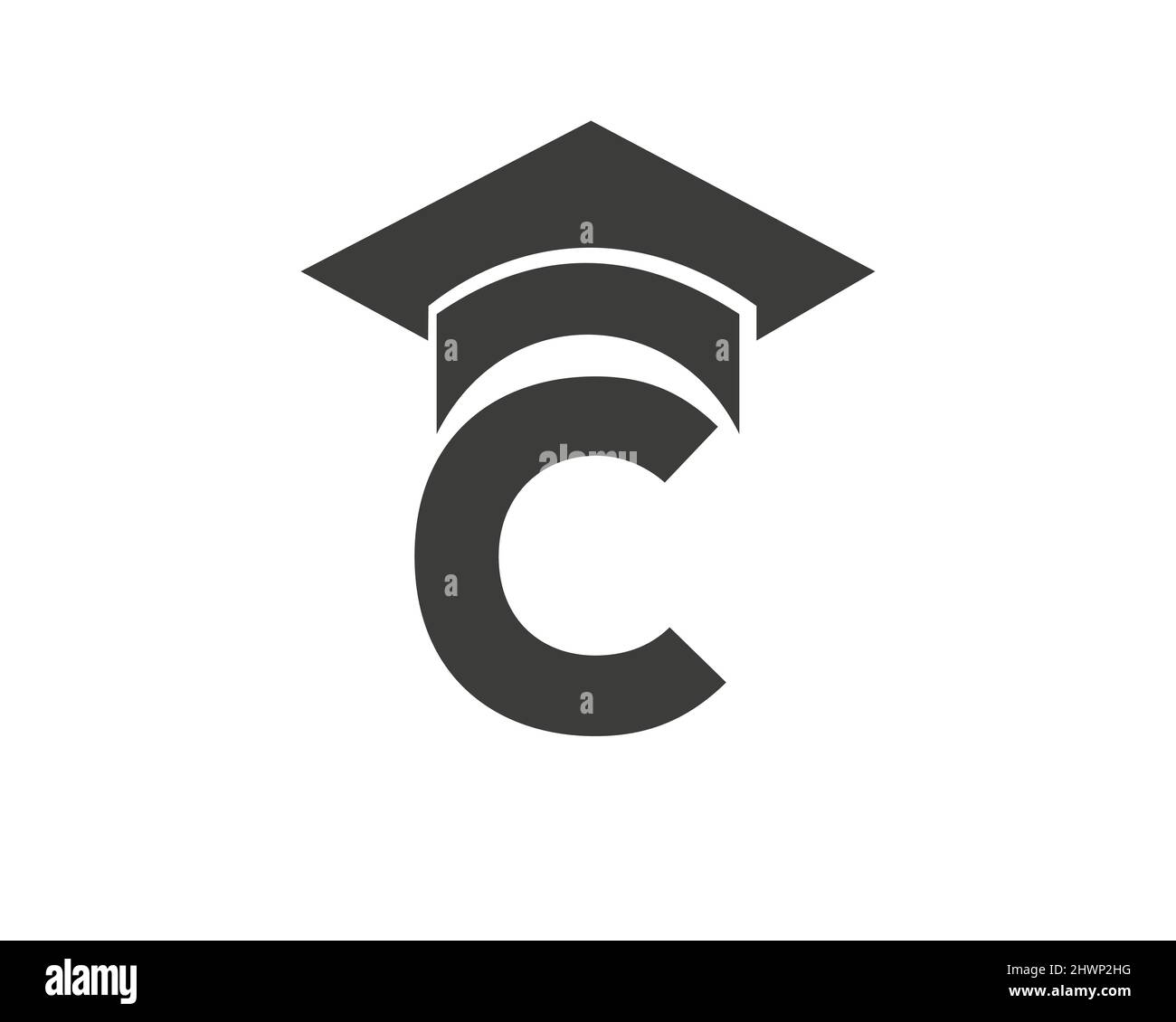 Letter C Education Logo Template. Education Logo On C Letter, Initial Education Hat Concept Template Stock Vector