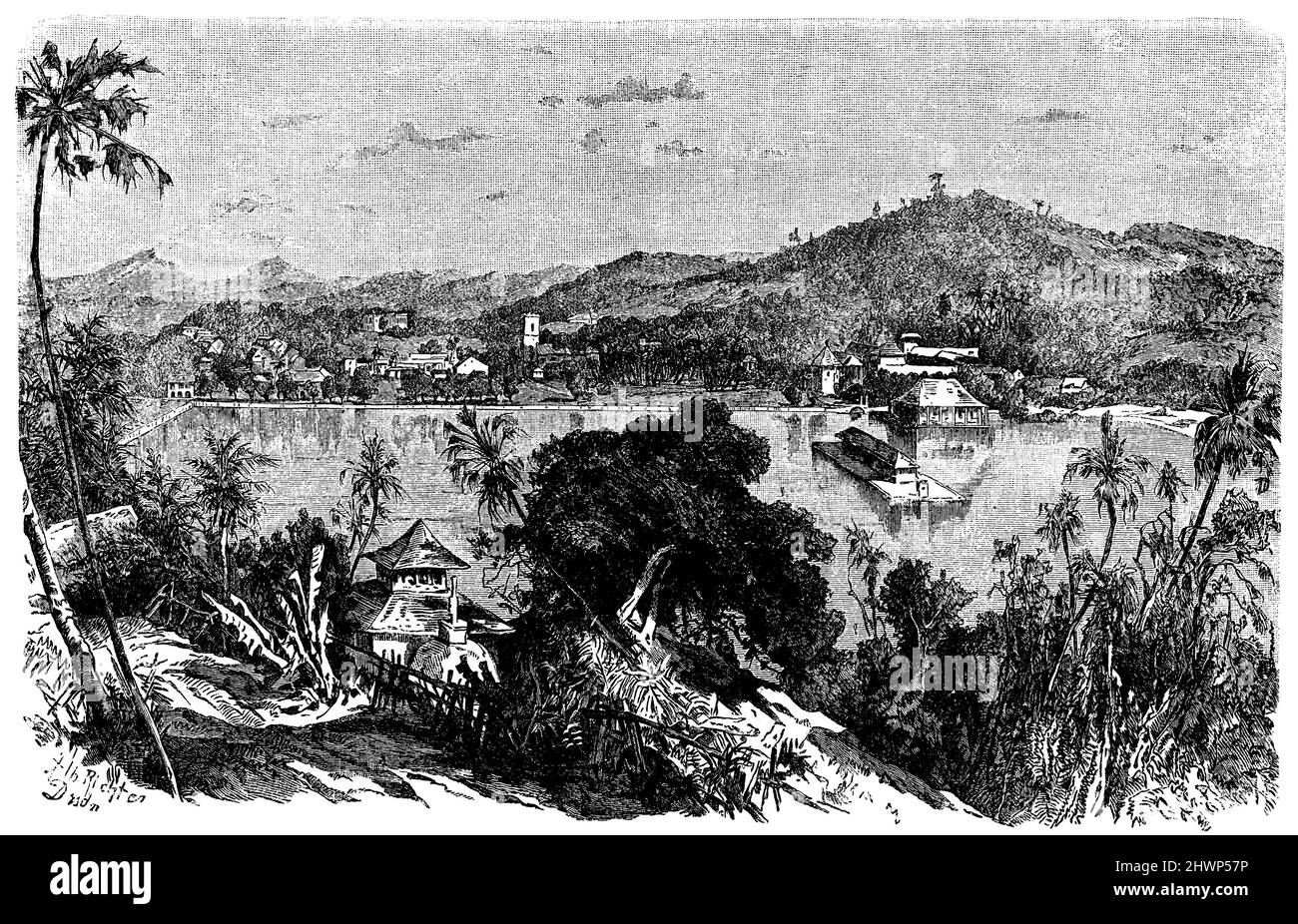 Kandi on Ceylon, , Alb. Richter (Dresden) (encyclopedia, 1893), Kandi auf Ceylon, Kandi à Ceylan Stock Photo