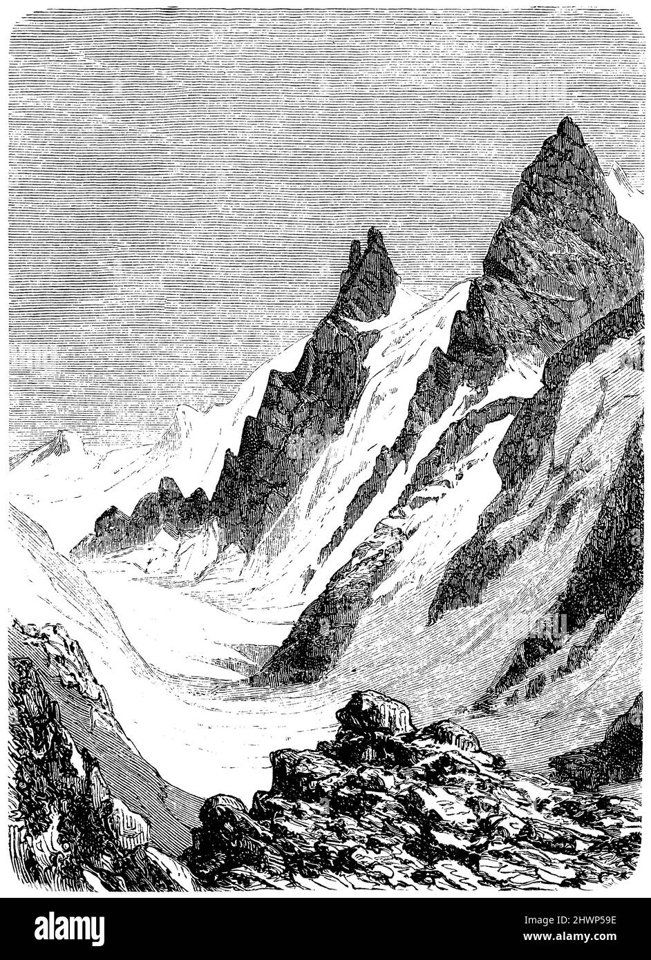 Glacier of Cerro da Tolosa (Chile), ,  (encyclopedia, 1893), Gletscher von Cerro da Tolosa (Chile), Glacier de Cerro da Tolosa (Chili) Stock Photo