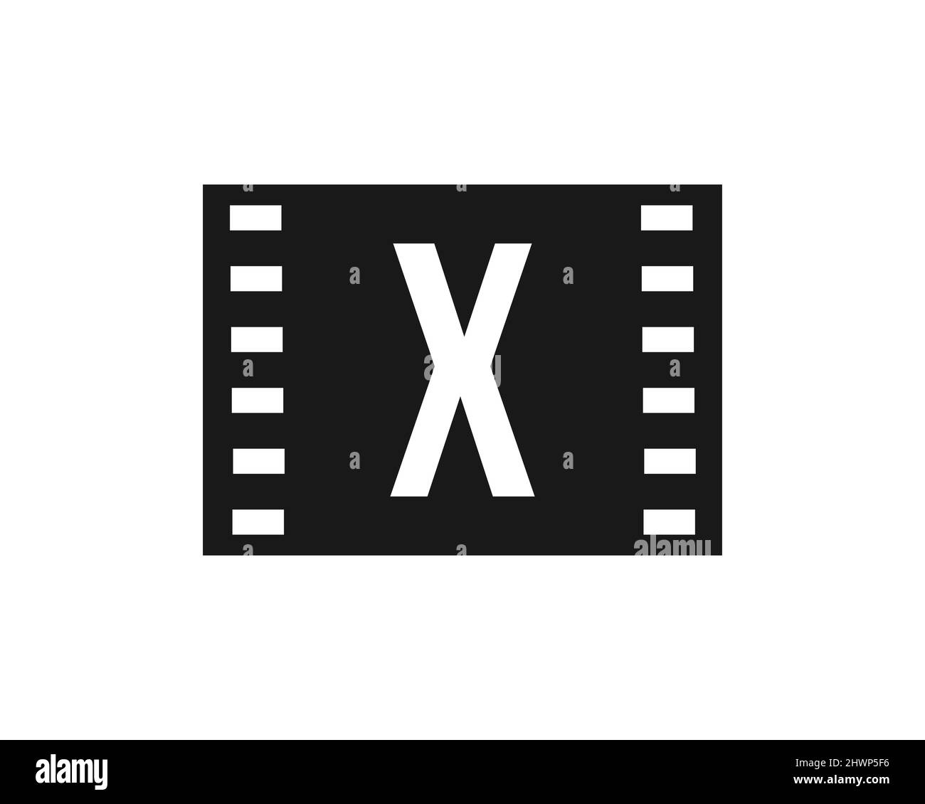 Motion Film Logo On Letter X. Movie Film Sign, Film Production Logo