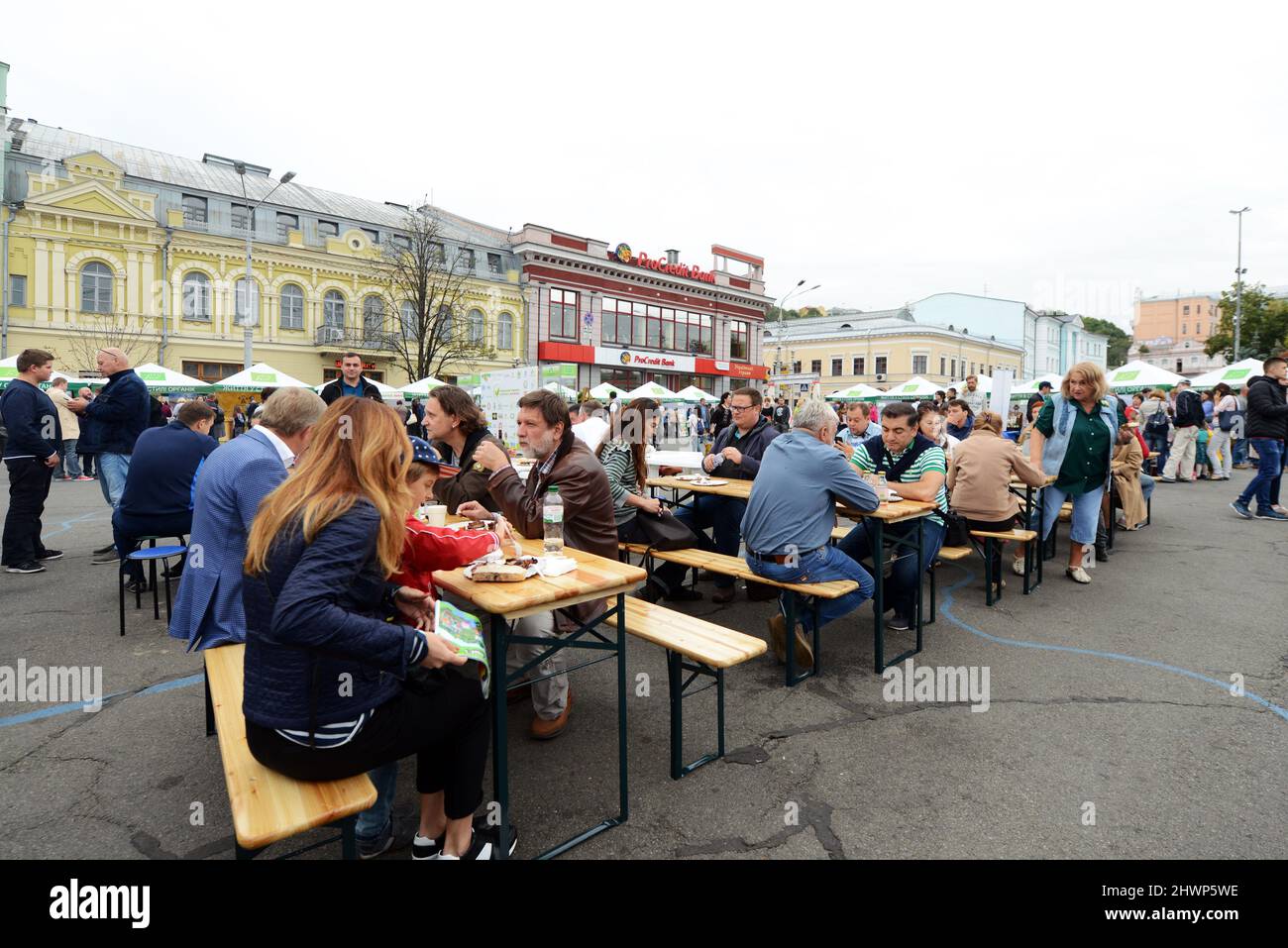 September 2017, Kyiv, Ukraine. An International food festival at the Square of Contracts attracts many locals and tourist. Stock Photo
