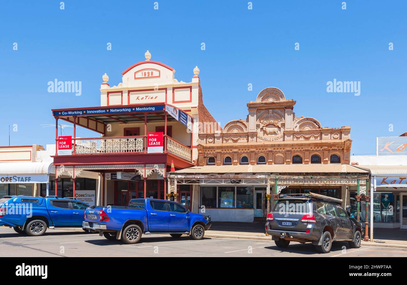 Details of colonial buildings in Hannan Street, Kalgoorlie main street, Western Australia, WA, Australia Stock Photo