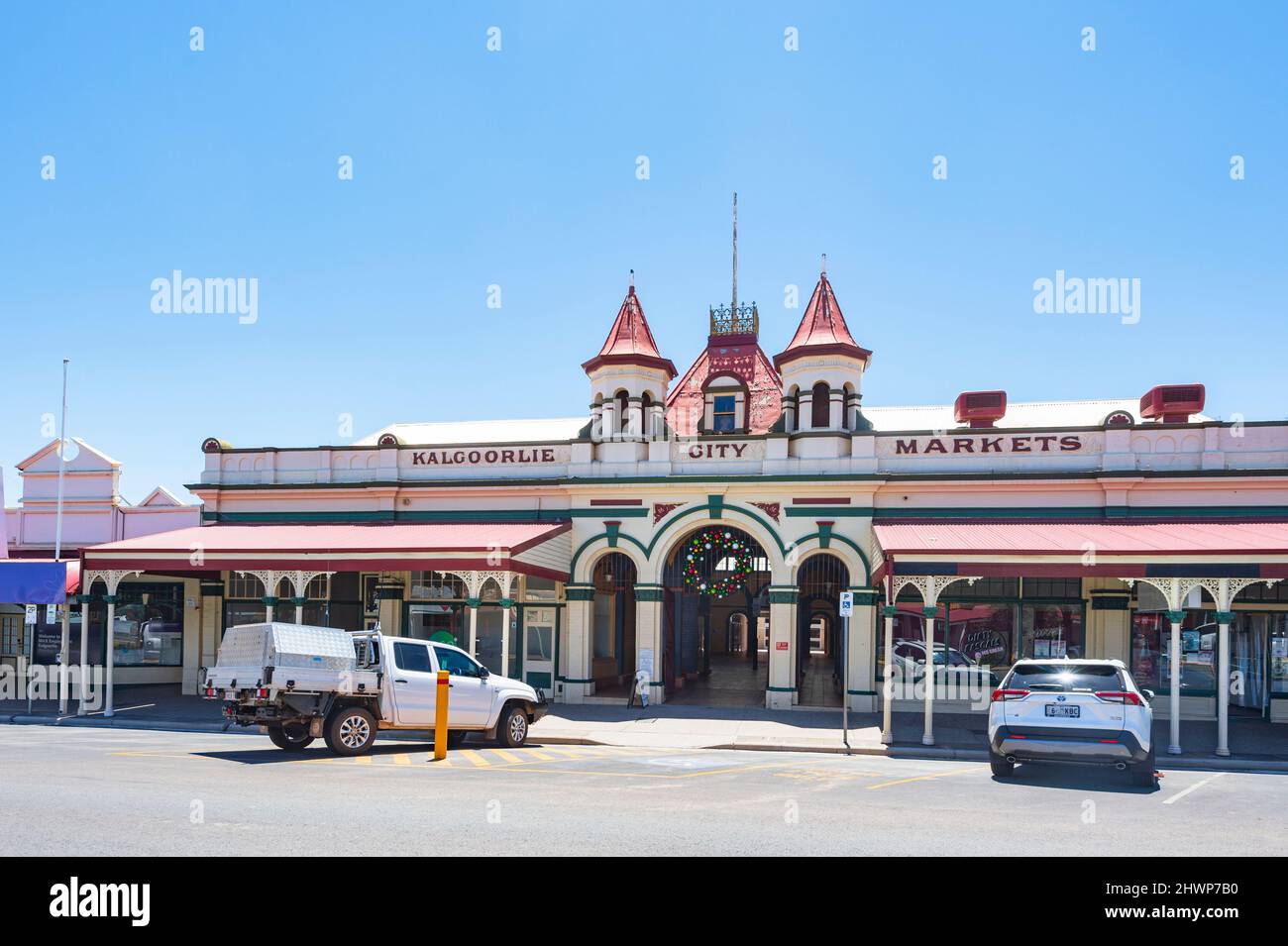 View of the entrance of Kalgoorlie City Markets, Kalgoorlie main street, Western Australia, WA, Australia Stock Photo