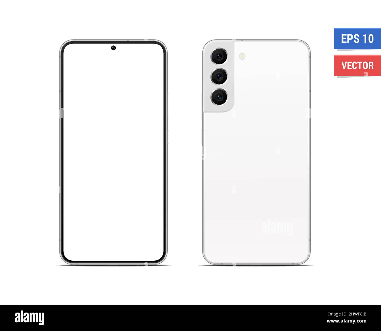 Realistic vector flat mock-up Samsung Galaxy S22 Plus with blank screen  isolated on white background. Scale image any resolution Stock Vector Image  & Art - Alamy