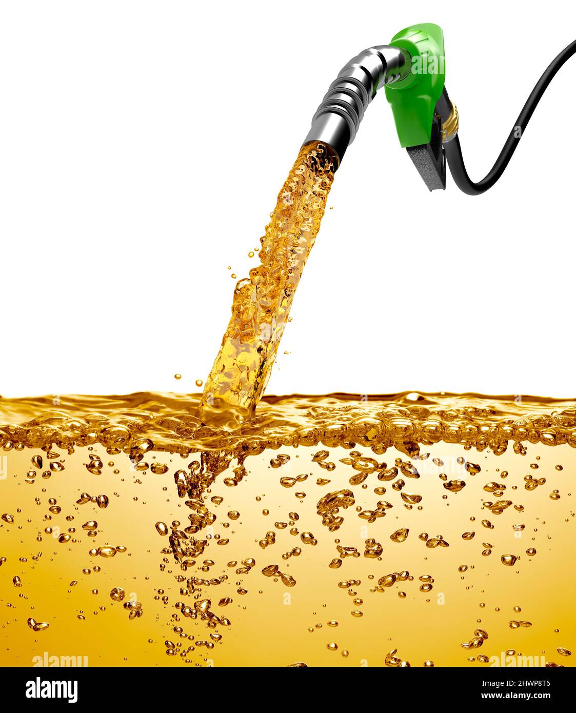 Fuel pumping out from a gasoline pump - 3D Rendering Stock Photo