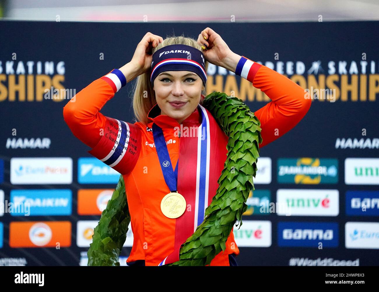 Jutta Leerdam Ned During Ceremony Isu World Speed Skating Championships Sprint And Allround On