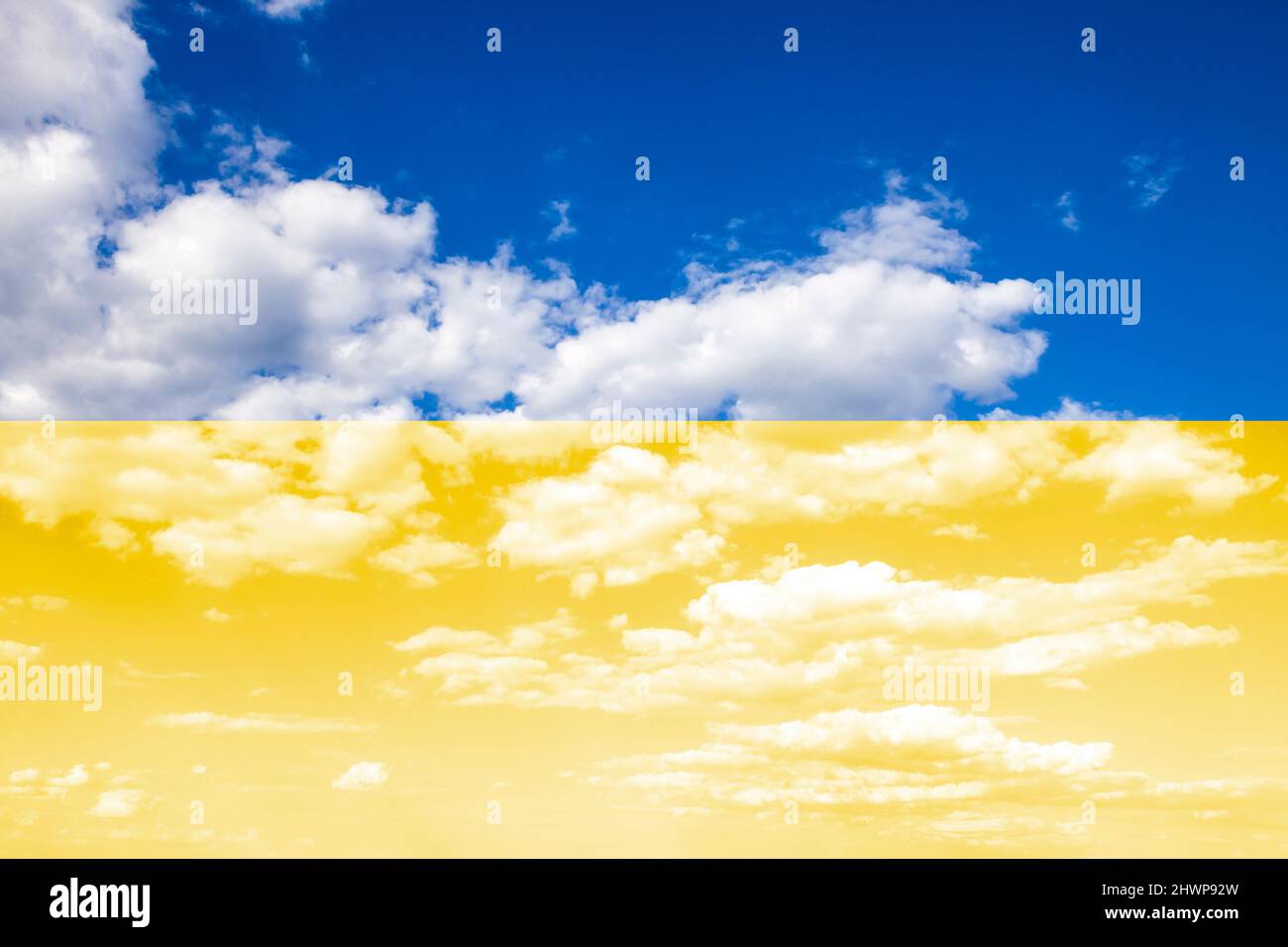 Cloudy sky background in colors of Ukrainian flag Stock Photo