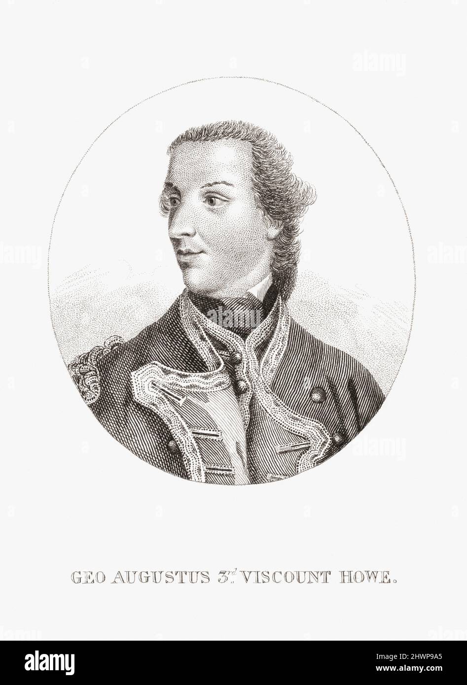 George Augustus Howe, 3rd Viscount Howe, c. 1725 – 1758.  Brigadier General in the British Army.   He was considered amongst the best officers in the army.  He was killed during a skirmish with the French during the Seven Years War.  After a contemporary portrait by an unidentified artist. Stock Photo