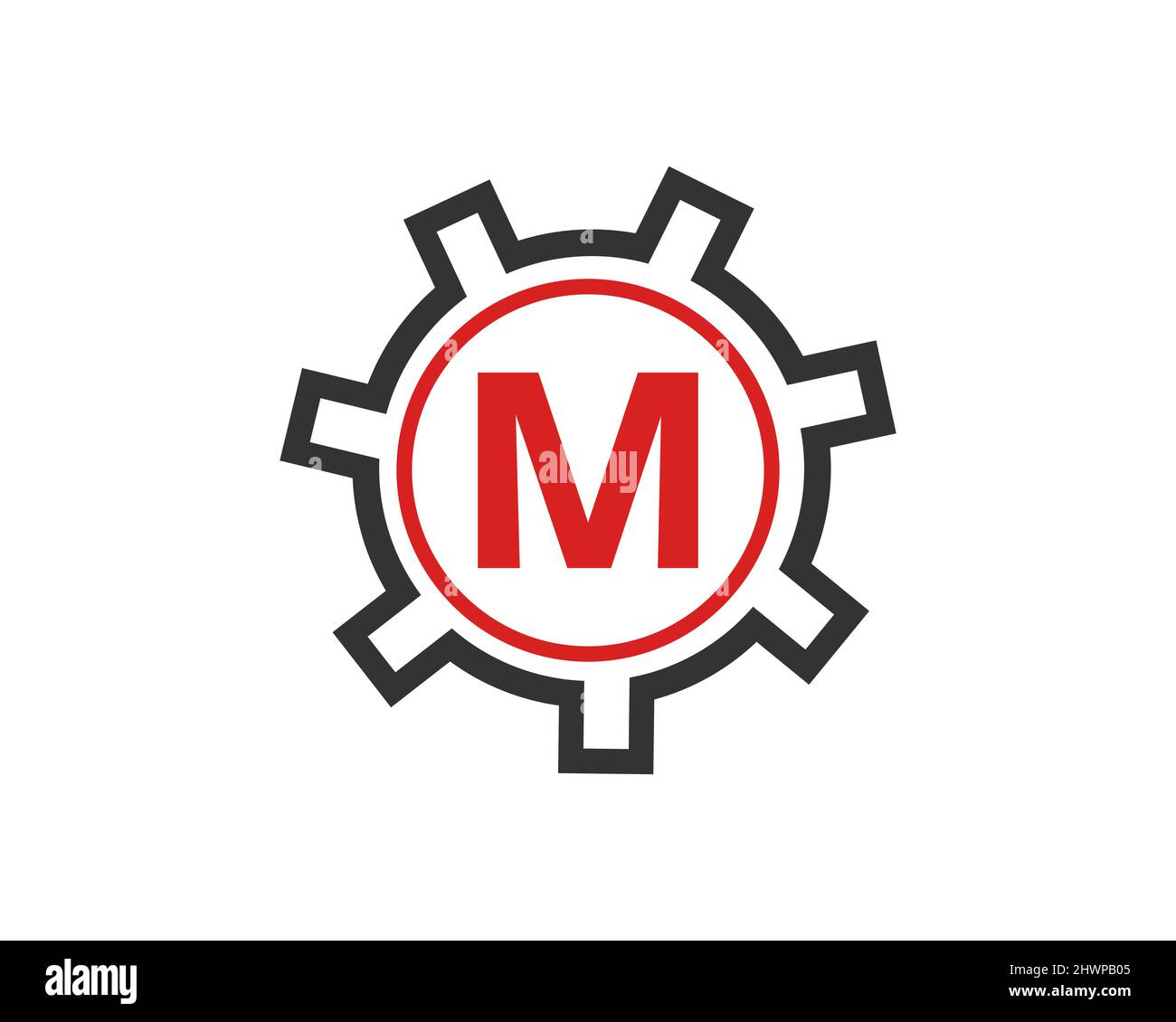 Gear Logo on letter M. Initial M Gear Letter Logo Design Template Stock ...