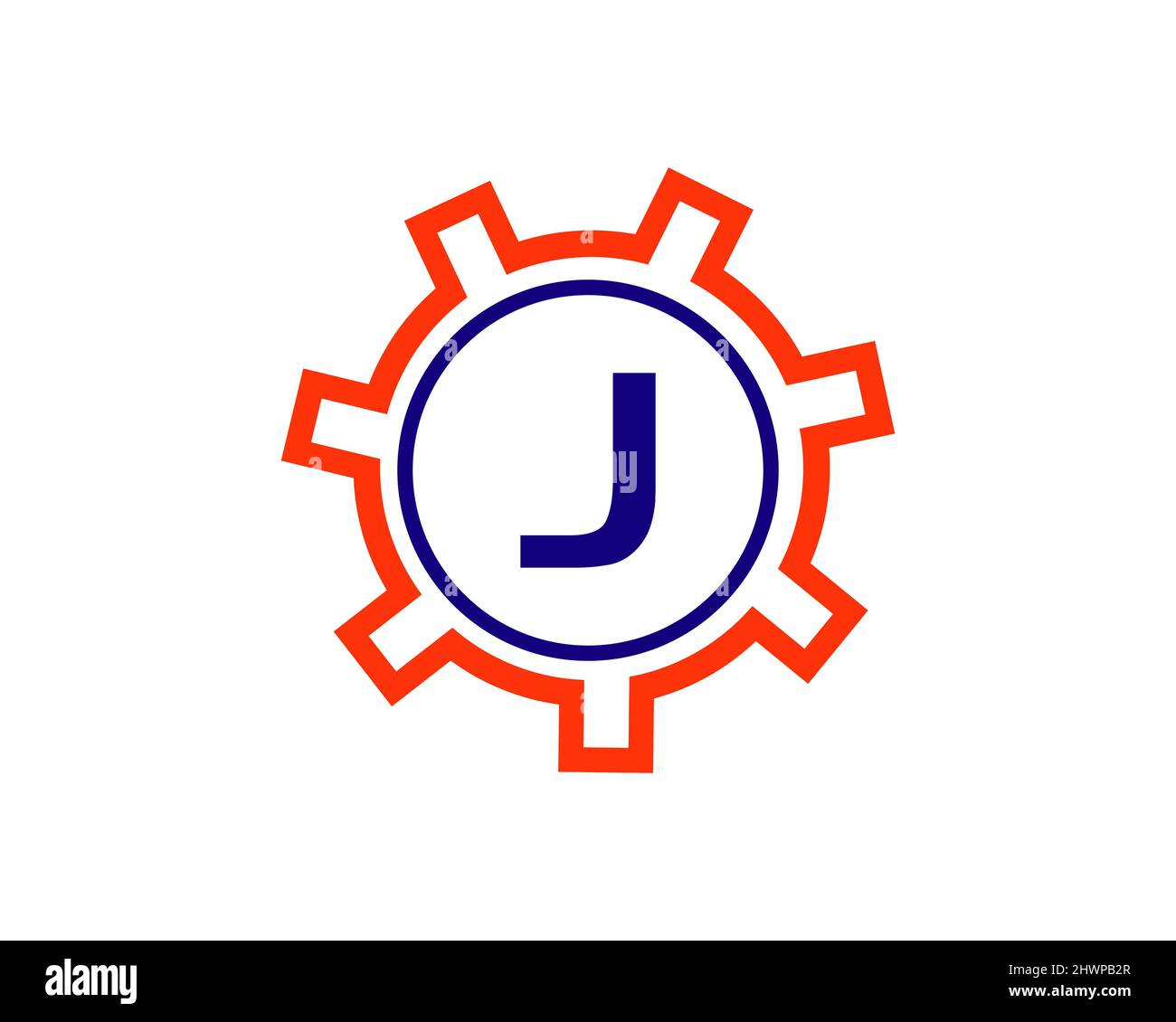 Gear Logo on letter J. Initial J Gear Letter Logo Design Template Stock ...