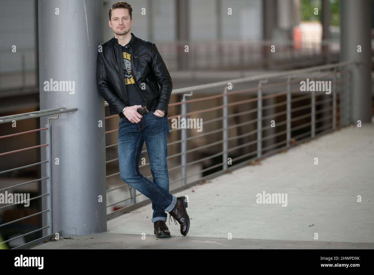 Cologne, Germany. 02nd Mar, 2022. 'Alles was zählt' actor Bastian Semm stands on the grounds of MMC Studios. Starting March 14, German actor Semm can be seen on 'Alles was zählt. Credit: Henning Kaiser/dpa/Alamy Live News Stock Photo