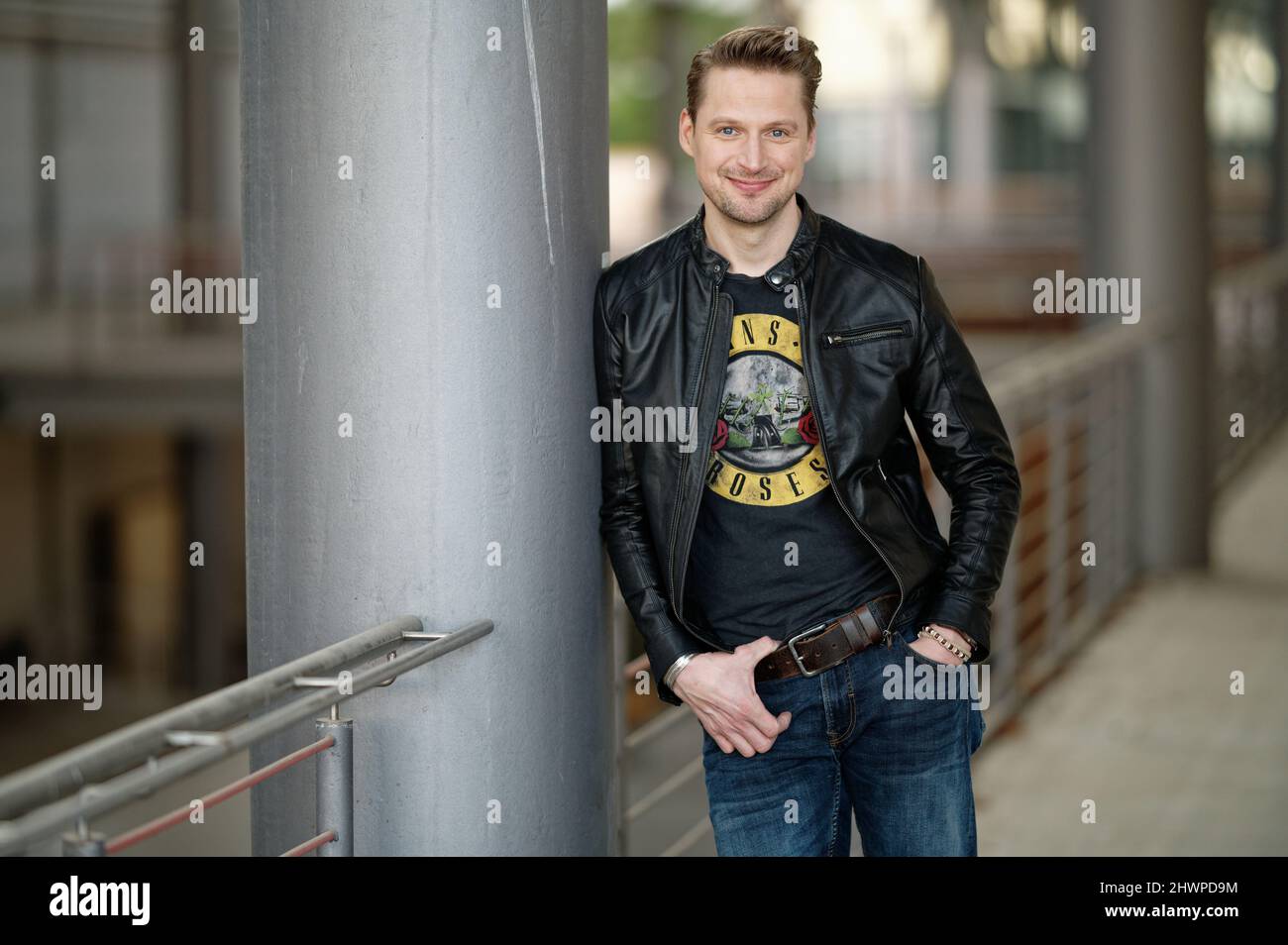 Cologne, Germany. 02nd Mar, 2022. 'Alles was zählt' actor Bastian Semm stands on the grounds of MMC Studios. From March 14, German actor Semm can be seen on 'Alles was zählt. Credit: Henning Kaiser/dpa/Alamy Live News Stock Photo