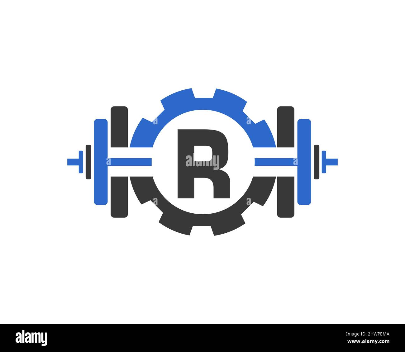Fitness Gym Logo On Letter R. Fitness Club Icon With Exercising ...