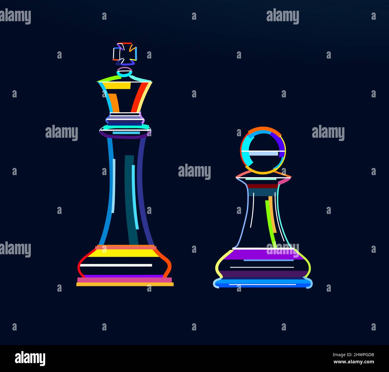 Two chess pieces - pawns made from lacquered wood Vector Image