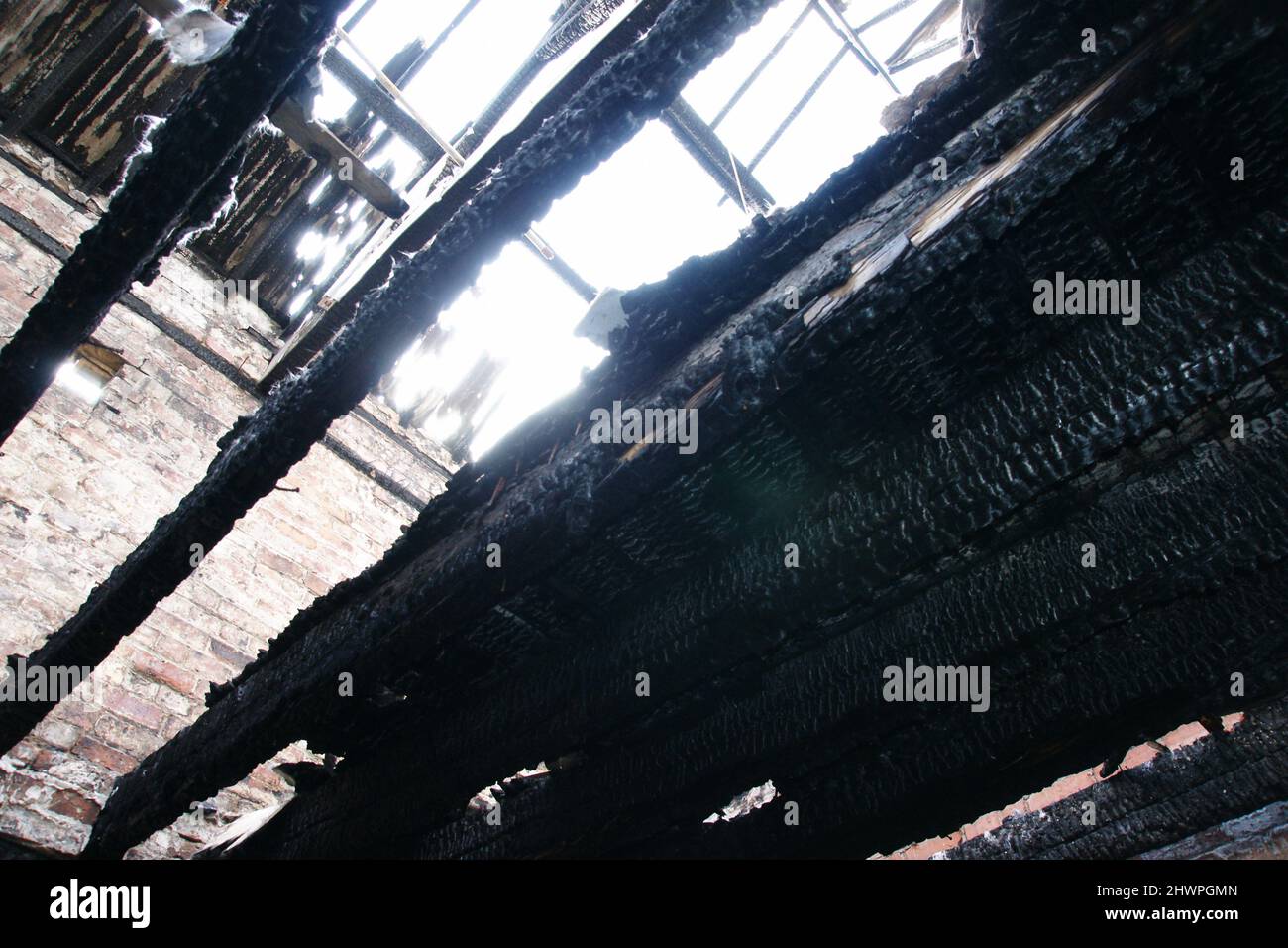 buildings destroyed by Russian invasion of the Ukraine Stock Photo
