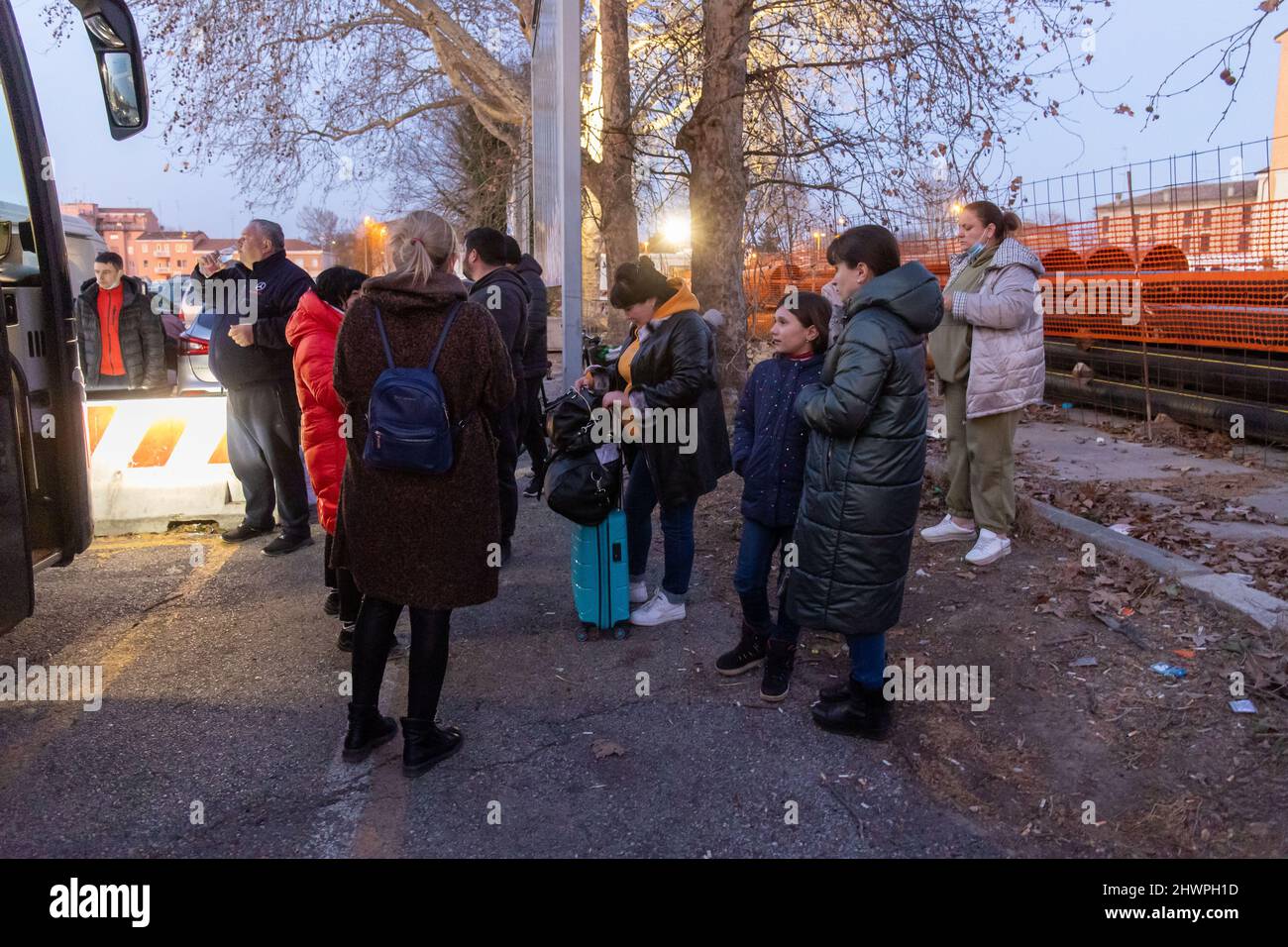 Ferrara, March 5, 2022. Ukraine refugees escaping from Russia Ukraine war arrive in Ferrara, Italy. Credit: Filippo Rubin / Alamy Live News Stock Photo