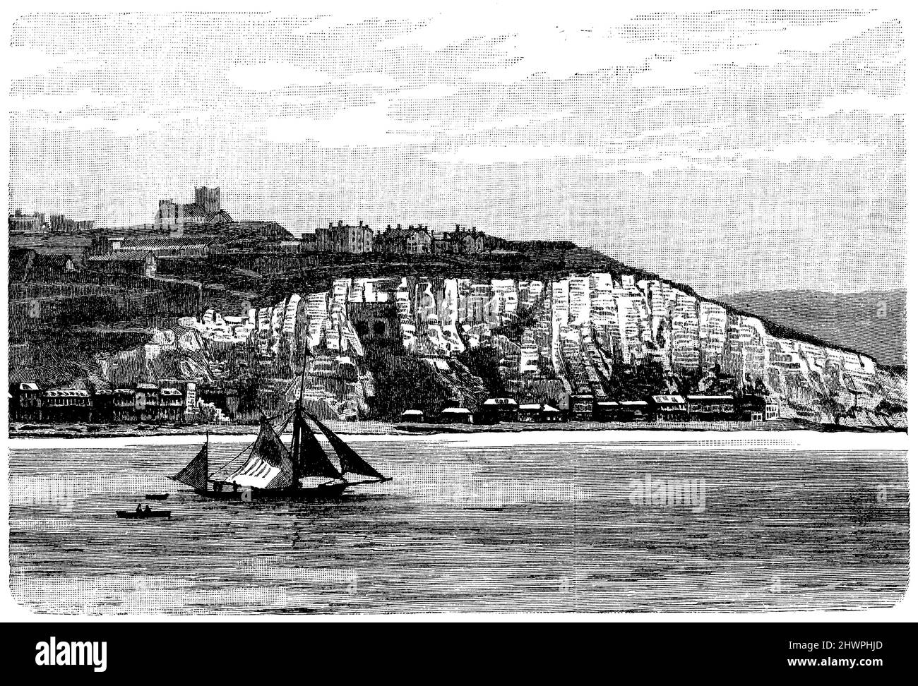 Chalk coast near Dover, ,  (atlas, 1909), Kreideküste bei Dover, Côte de craie près de Douvres Stock Photo