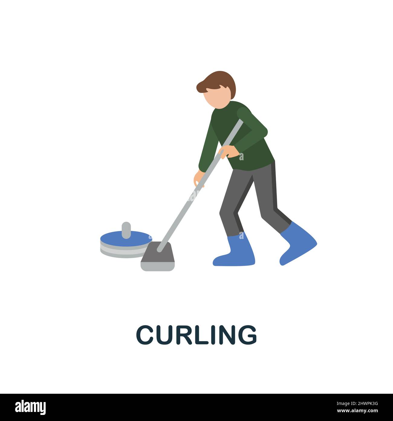 Curling flat icon. Colored element sign from winter sport collection. Flat Curling icon sign for web design, infographics and more. Stock Vector