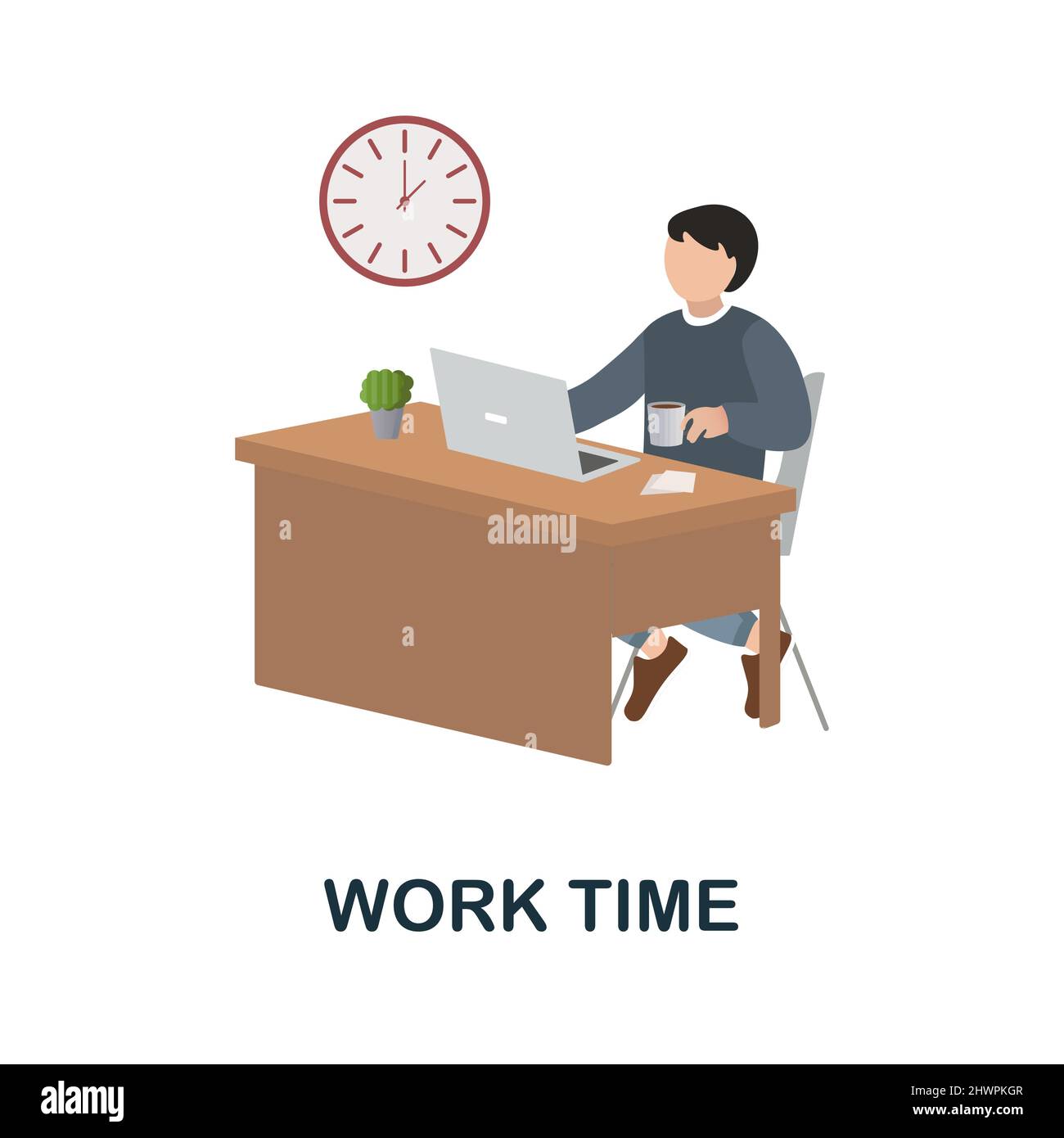 Work Time flat icon. Colored element sign from work from office ...