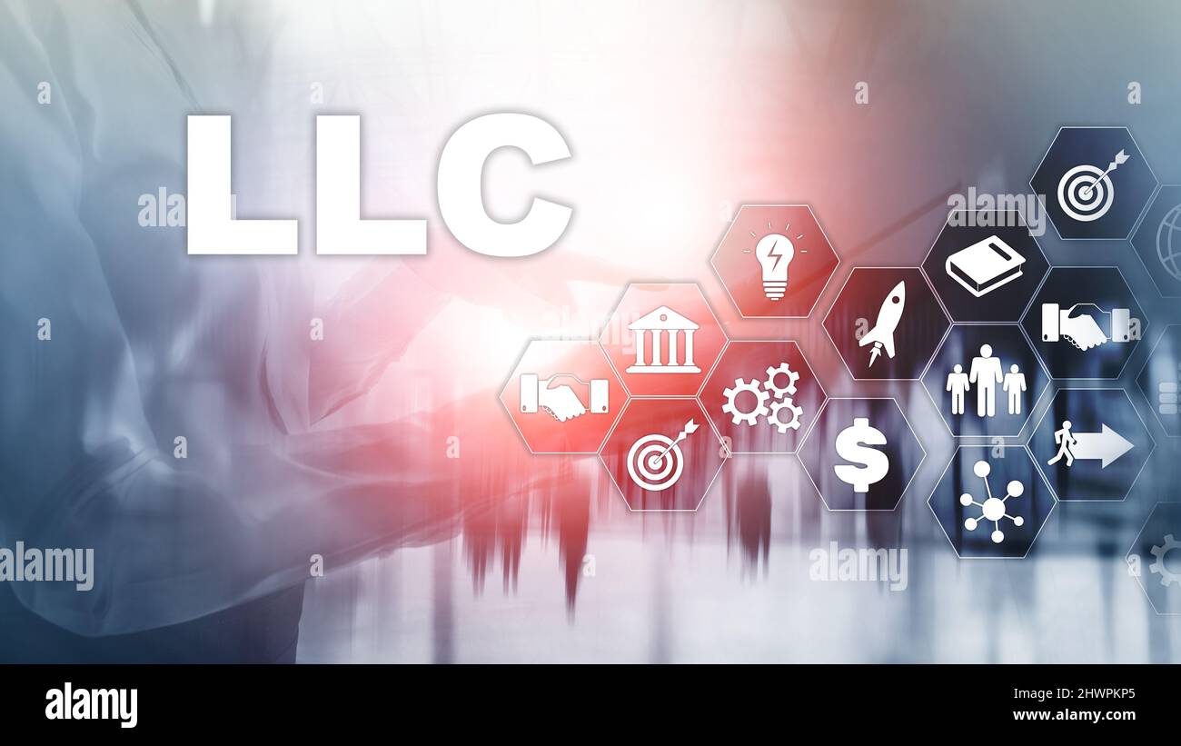 Limited Liability Company concept. Icons on virtual screen. Business Background. Stock Photo