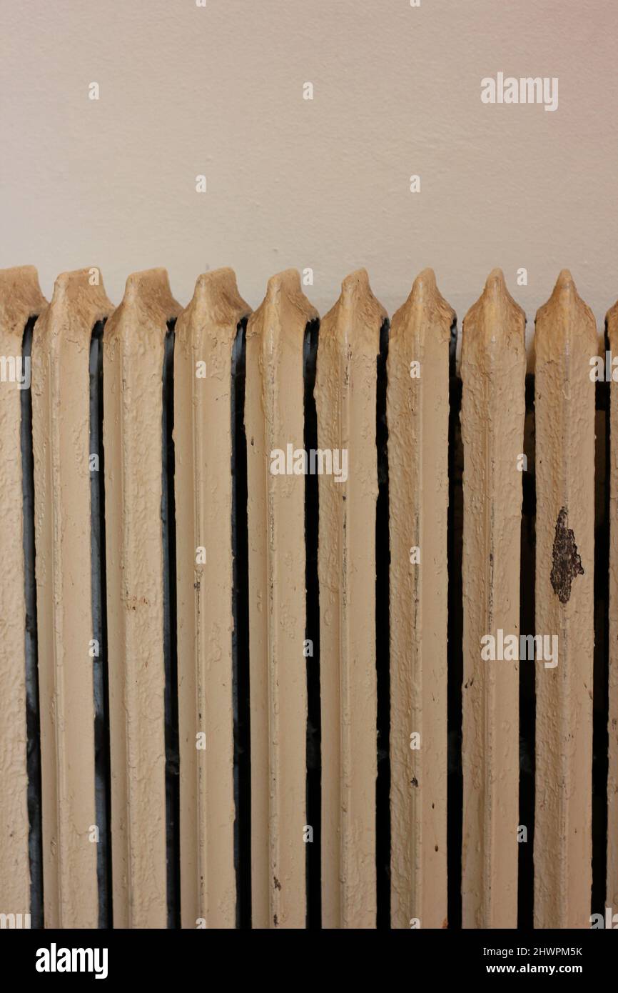 Vintage heavy iron radiator heating element with a repeat pattern of