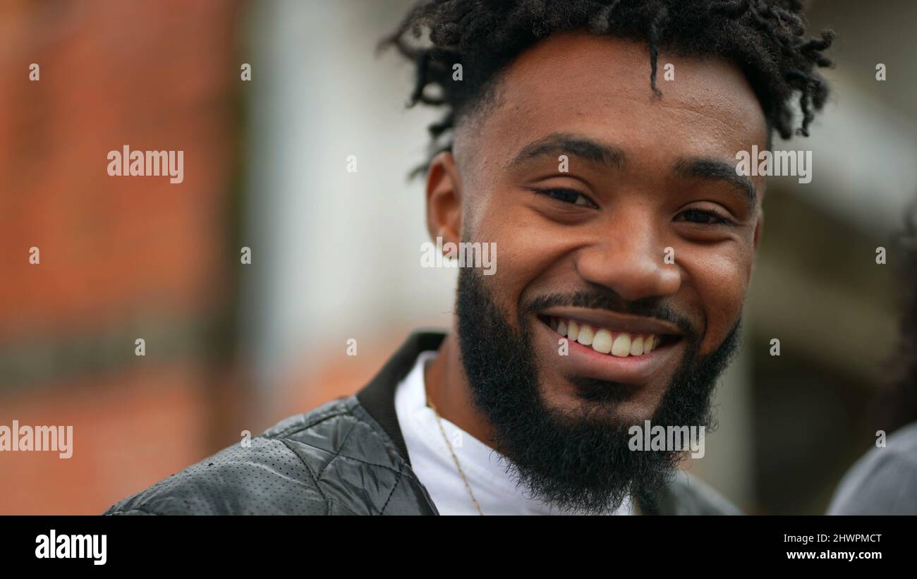 Portrait of a happy black Brazilian man face smiling and laughing Stock ...