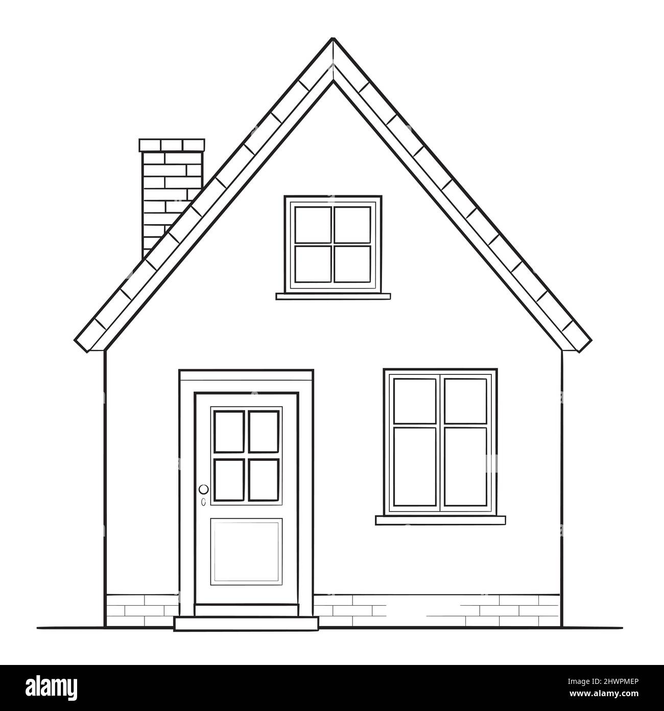 Classic family house - stock outline illustration of a building Stock Vector