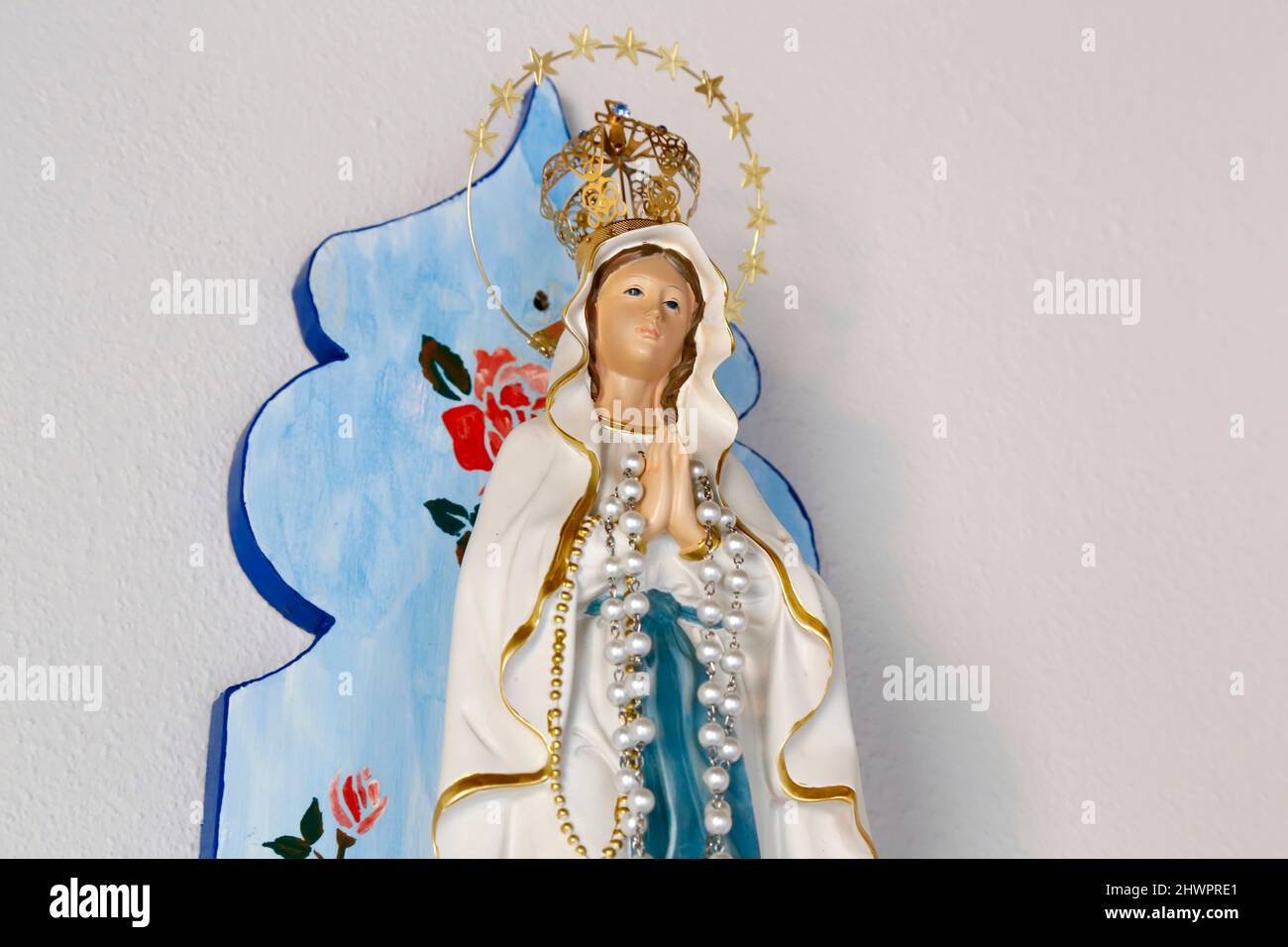 Statue of the image of Our Lady of Lourdes selective focus 'Virgem de Lourdes' Stock Photo