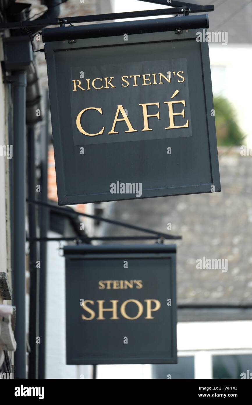 Padstow Cornwall - Rick Stein Cafe  - Rick Stein has several businesses in the Cornish town Stock Photo