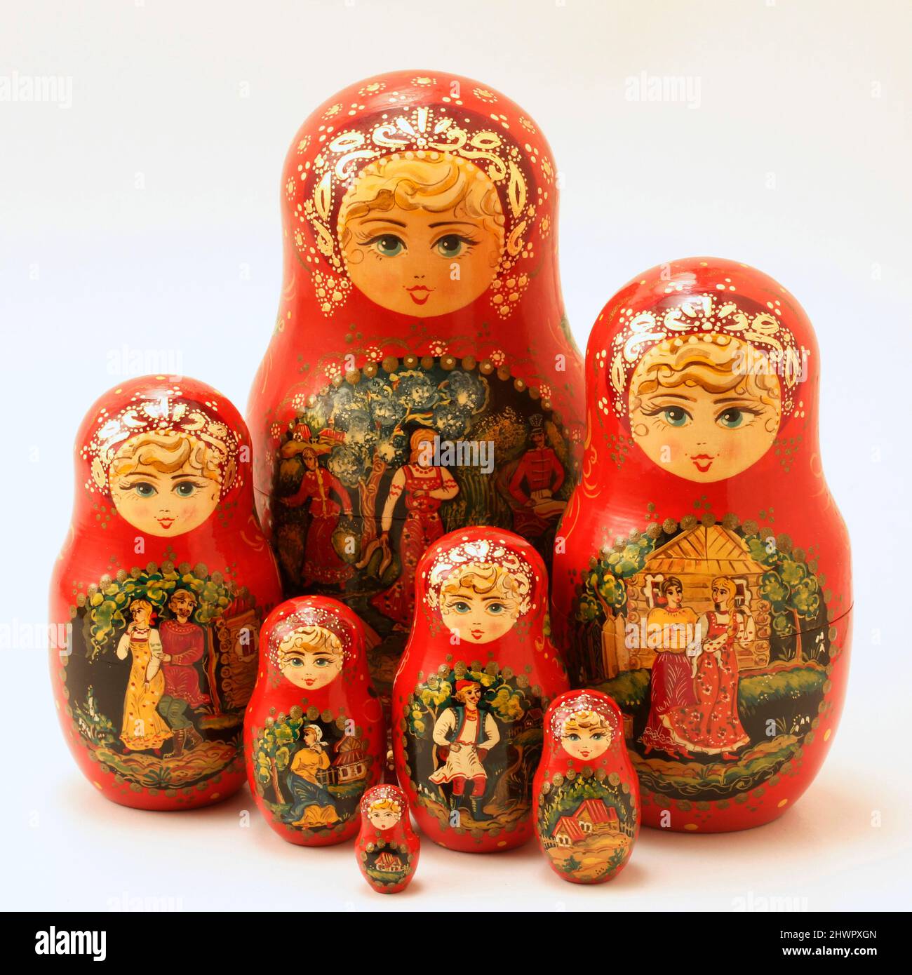 Vintage Russian Matryoshka Nesting Doll with Orange Scarf 3 Piece