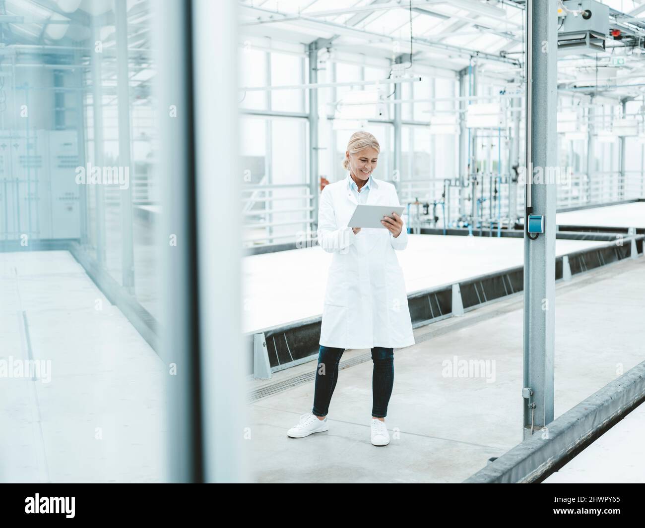 Scientist using tablet PC in industry Stock Photo