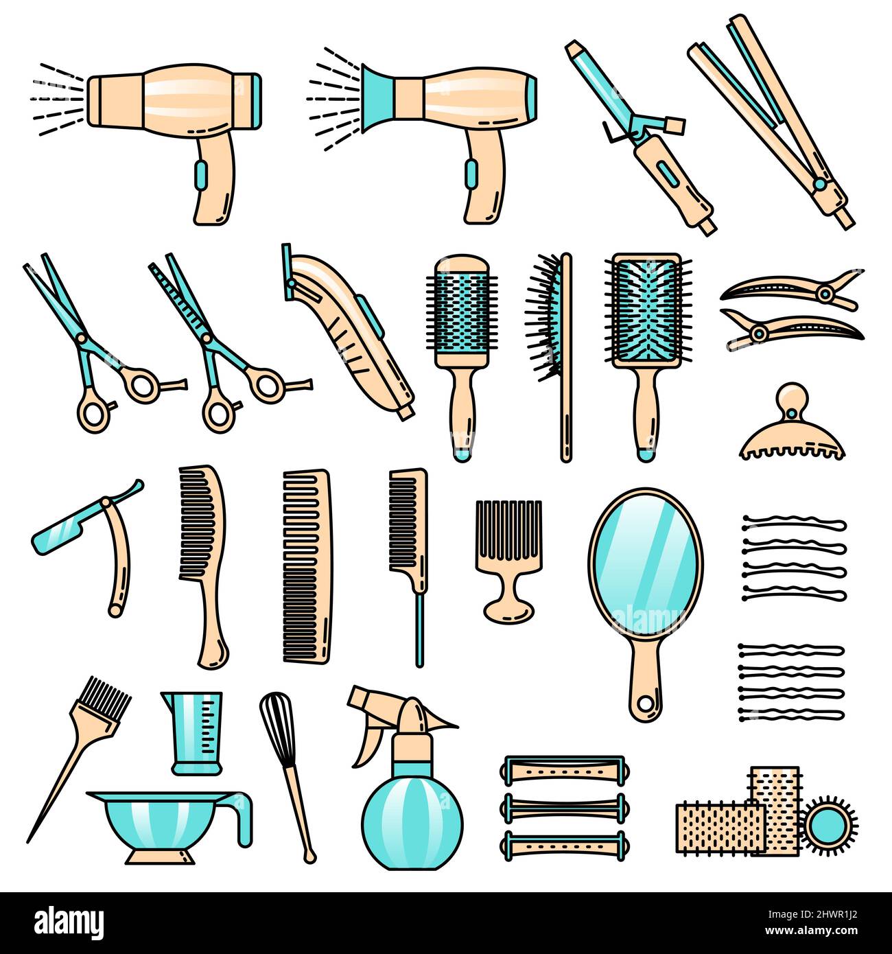 Beauty Icons set - Hair salon pack. Vector illustration Stock Vector ...