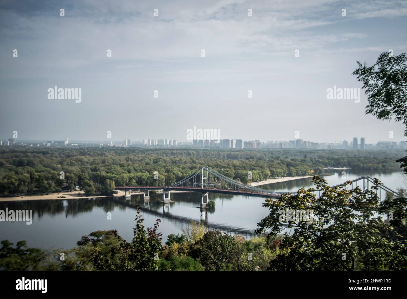 Panoramic view of the river Dnieper and bridges in Kiev, Ukraine Stock Photo