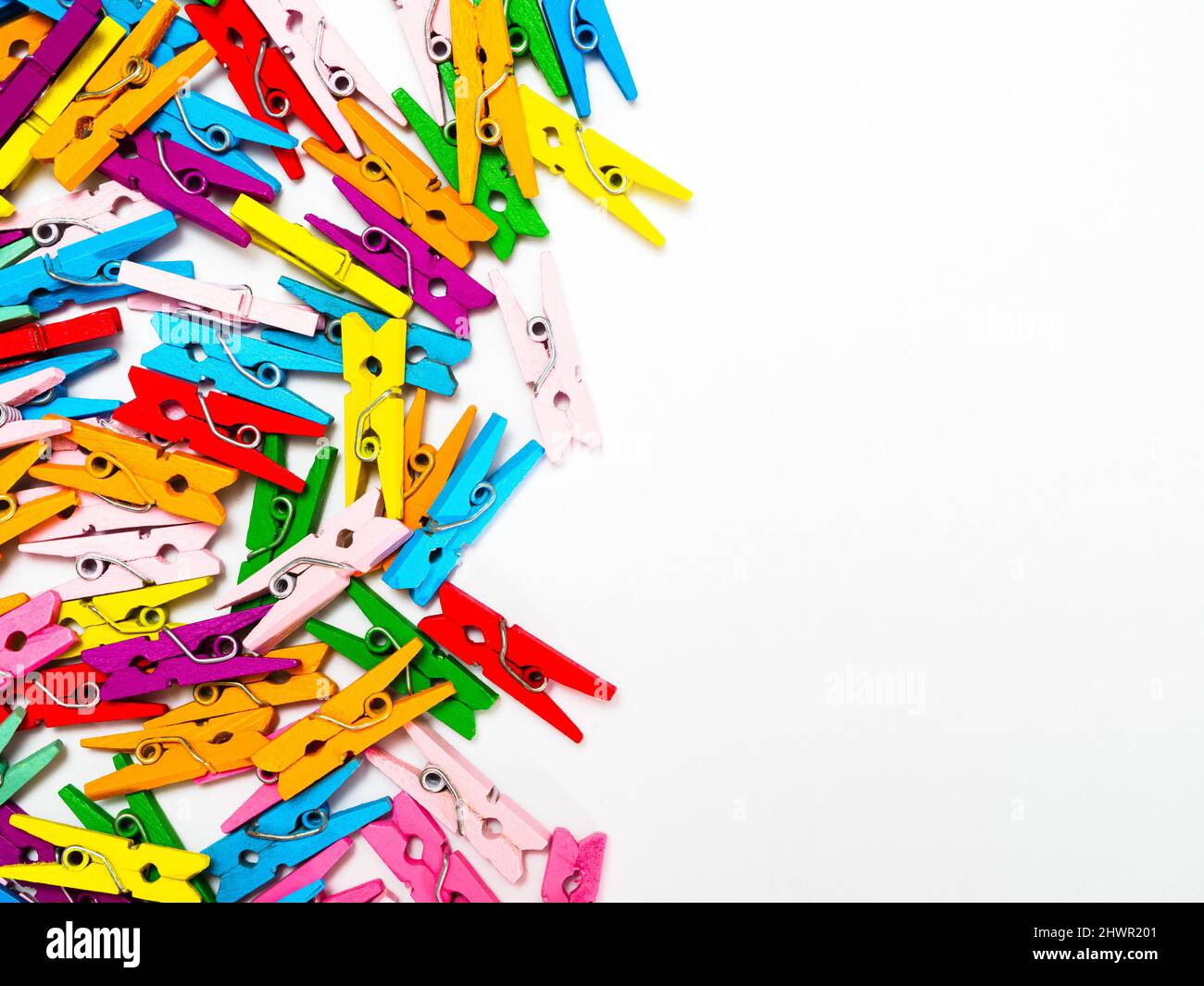 frame from multi colored wooden decorative clothespins, horizontal