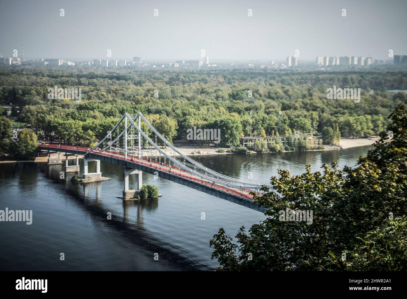 Panoramic view of the river Dnieper and bridges in Kiev, Ukraine Stock Photo