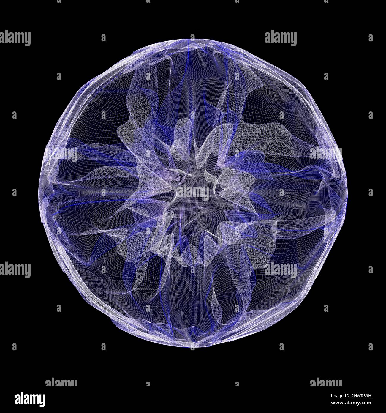 Three dimensional render of purple wireframe sphere Stock Photo
