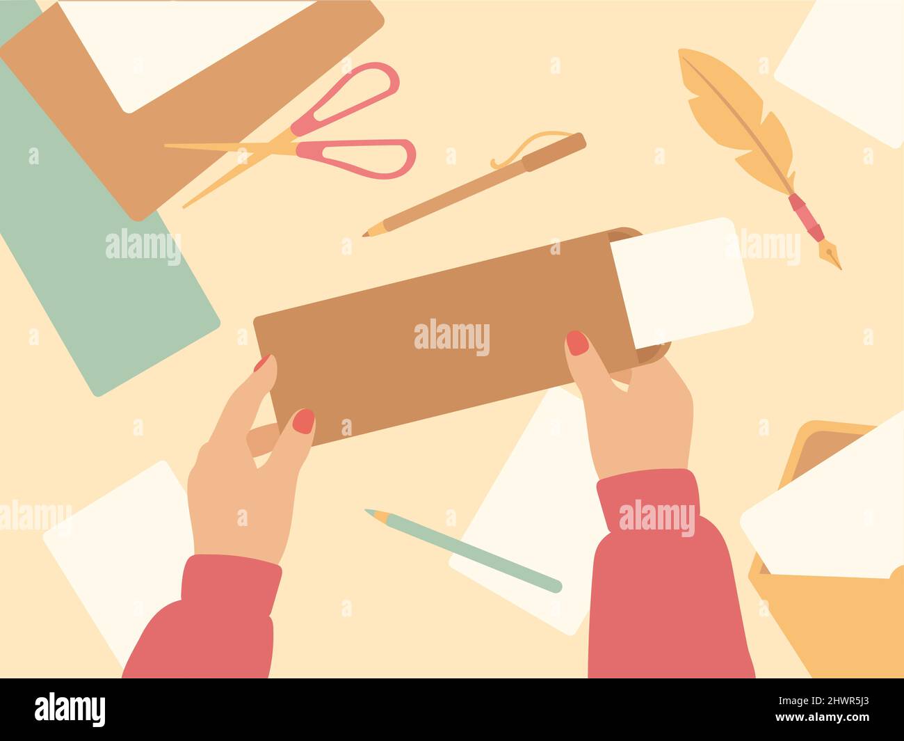 Cartoon letter writing. Hand holding brown vintage envelope, craft paper and postcard. Post office elements, real mail neat vector background Stock Vector Image & Art - Alamy Cartoon letter writing. Hand holding brown vintage envelope, craft paper and postcard. Post office elements, real mail neat vector background Stock Vector Image & Art - Alamy