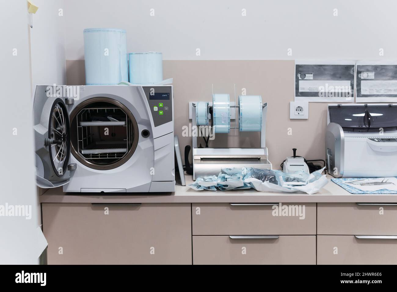 Medical equipment on table at medical clinic Stock Photo Alamy