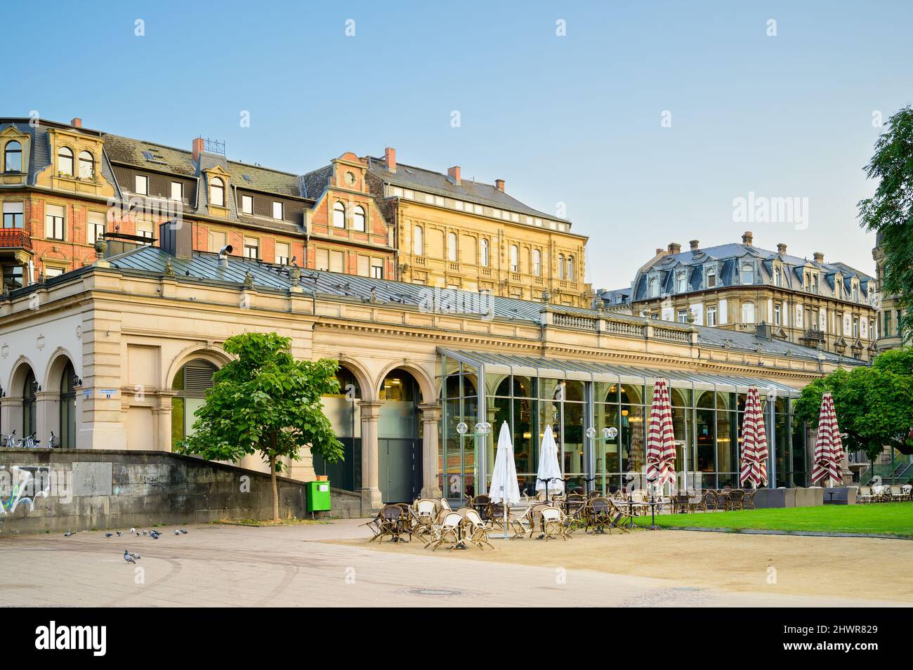 View of the Famous Hot Spring, Wiesbaden - Germany Stock Photo