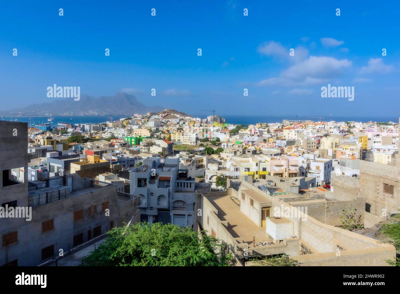 Cape Verde, Sao Vicente, Mindelo, Houses of coastal city Stock Photo