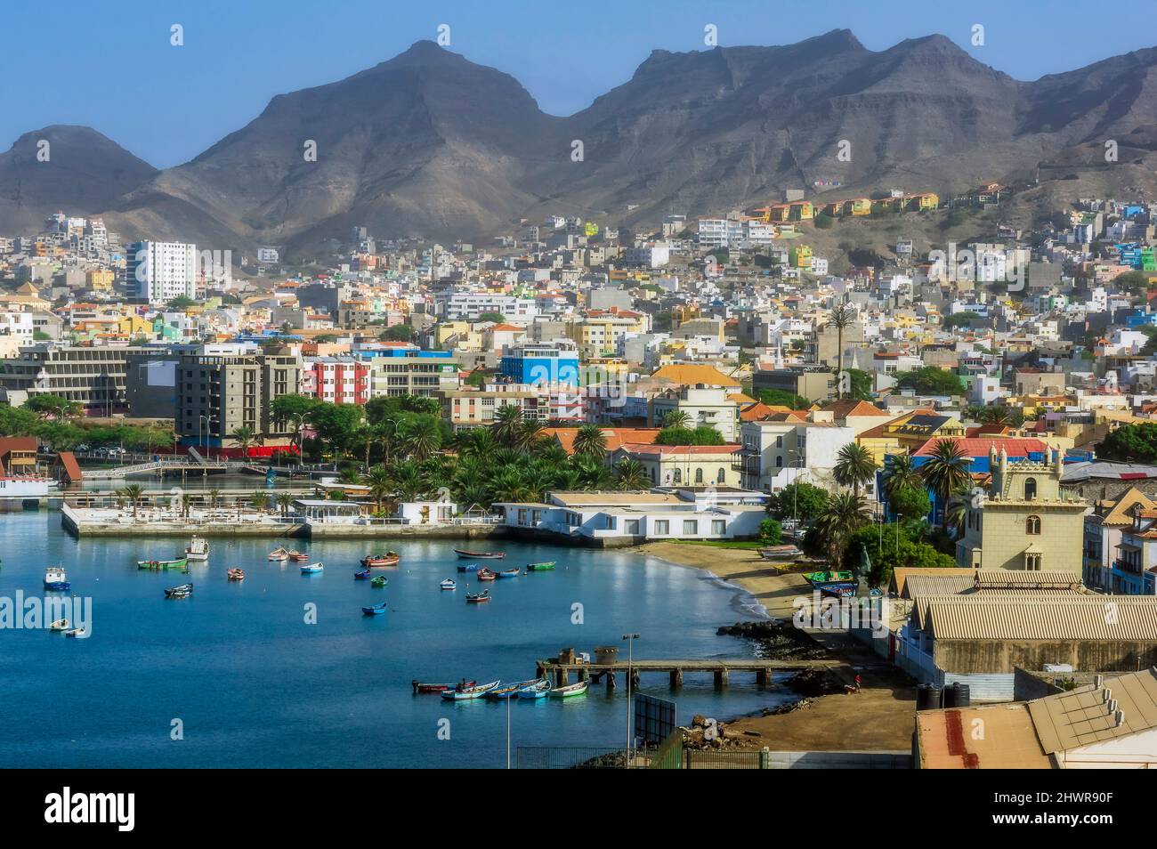 Cape Verde, Sao Vicente, Mindelo, Edge of coastal city Stock Photo