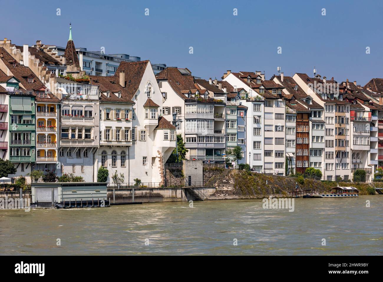 Switzerland, BaselStadt, Basel, Row of waterfront apartments Stock