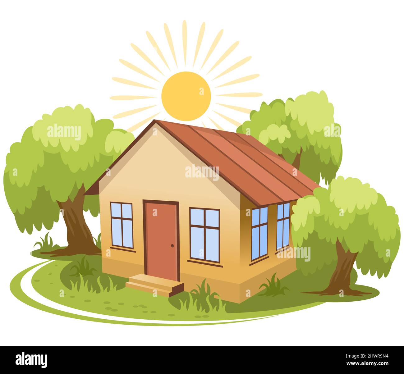 Summer. House surrounded by trees Stock Vector Image & Art - Alamy