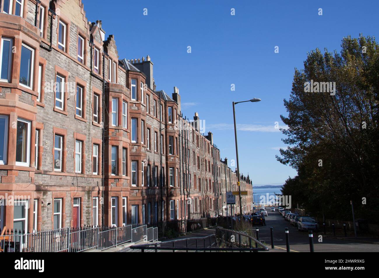 Residential properties by Portobello Beach, in Edinburgh, Scotland in